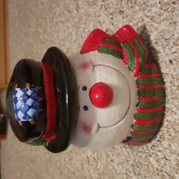Snowman ceramic goody jar - Picture 2 of 7